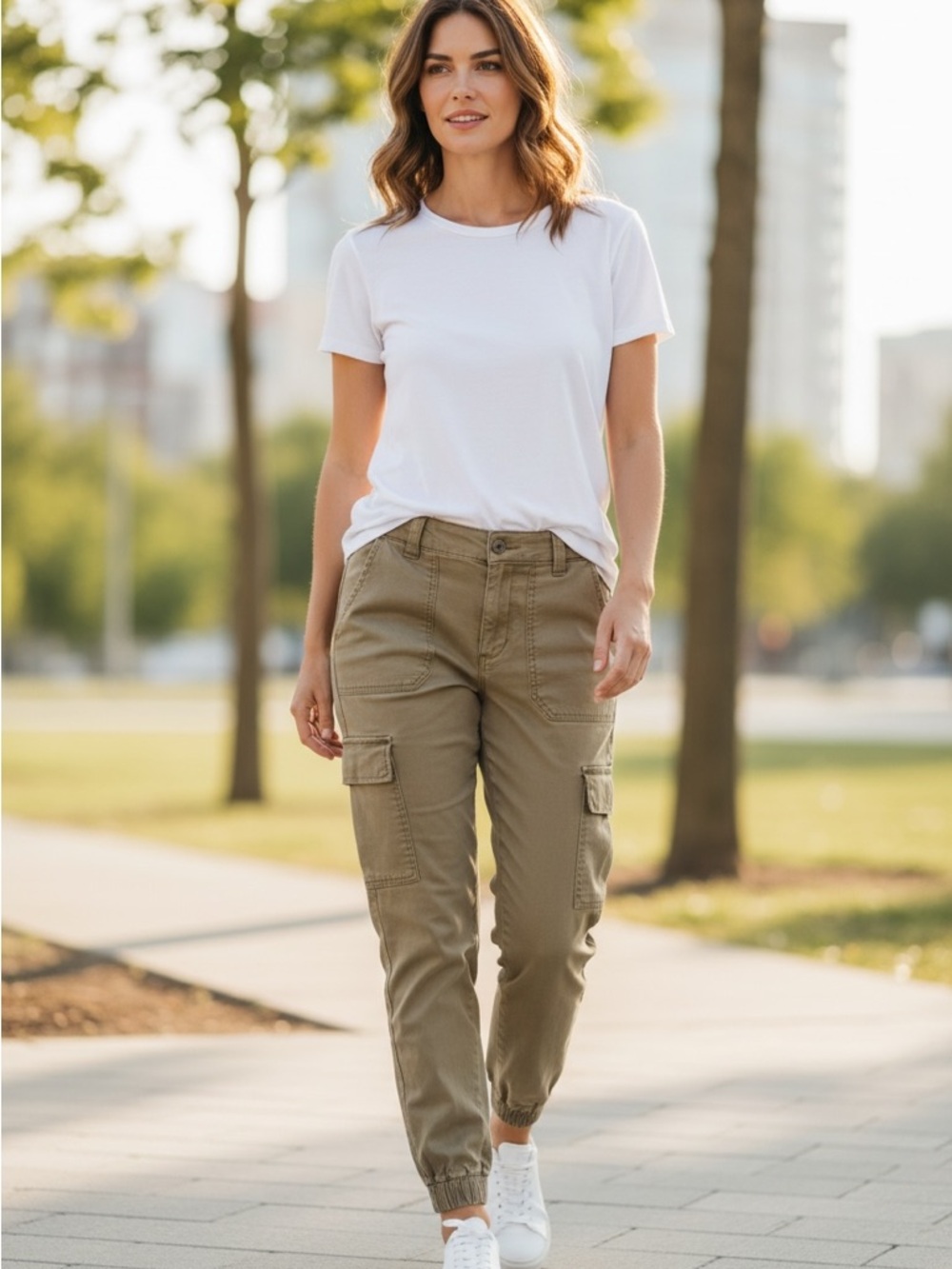 All Saints Women's Olive Cargo Jogger Pants